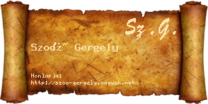 Szoó Gergely névjegykártya